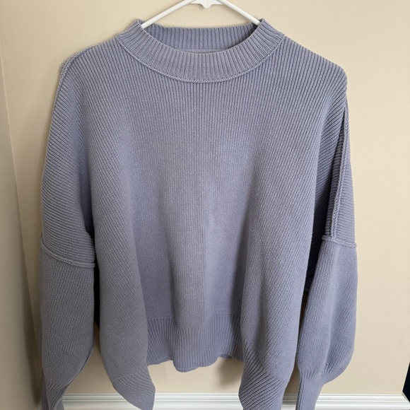 Free People Knit Periwinkle Easy Street Tunic Crewneck Sweater Pullover Size XS - Picture 2 of 11